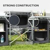 Resenkos Gray Aluminum Camping Kitchen, Portable Folding Camping Table with Fabric Cupboards, Windshield and Bag for BBQ, Picnic - 3 of 4