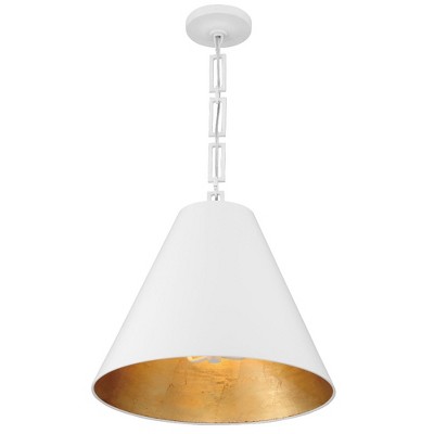Alston Matte White and Antique Gold Drum Chandelier with Iron Shade