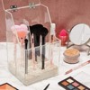 Acrylic Clear Makeup Brush Holder with Lid and Pearls, Cosmetic Storage  Organizer (6 x 5.7 x 9.25 In)