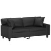 vidaXL 2-Seater Faux Leather Sofa with Throw Pillows - Modern Scroll Arm Design for Living Room or Lounge Area - Black - 2 of 4