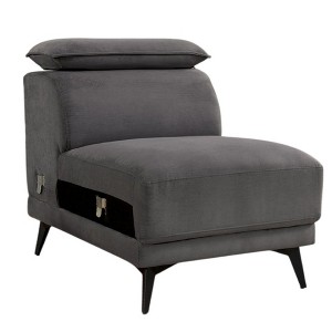 Royal Hampton Modular Armless Lounge Chair, Adjustable Headrest, Dark Gray Fabric - 1 of 4