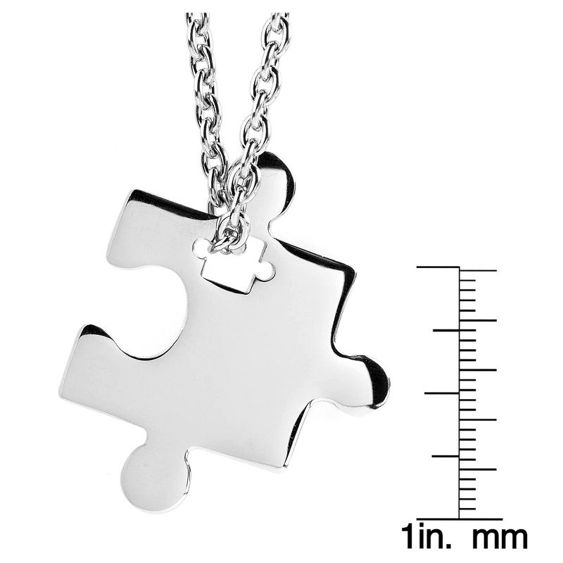 Women&#39;s West Coast Jewelry Stainless Steel Jigsaw Puzzle Piece Pendant Necklace, 3 of 4