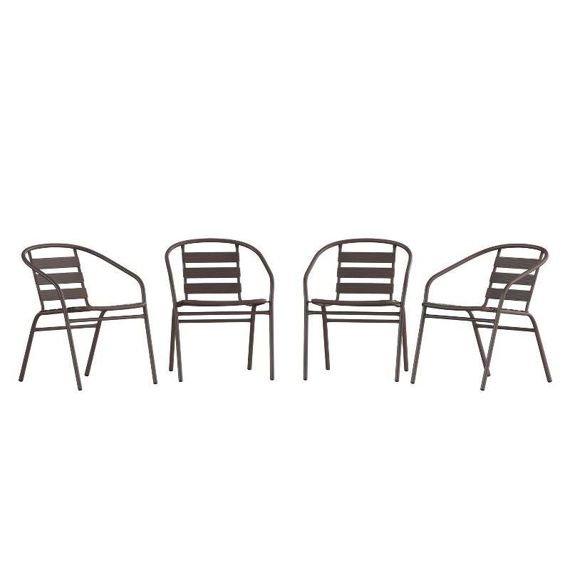 Flash Furniture Lila 4 Pack Metal Restaurant Stack Chair with Aluminum Slats, 1 of 12