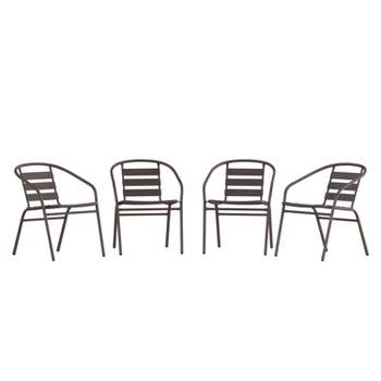 Flash Furniture Lila 4 Pack Metal Restaurant Stack Chair with Aluminum Slats