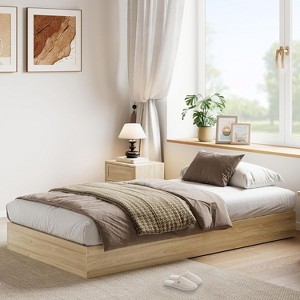 Nasitip Wood Bed Frame, Floor Standing Bed Frame with Wooden Slat,No Box Spring Needed,Modern Minimalist Bedroom Furniture for Apartments, Dorms - 1 of 4