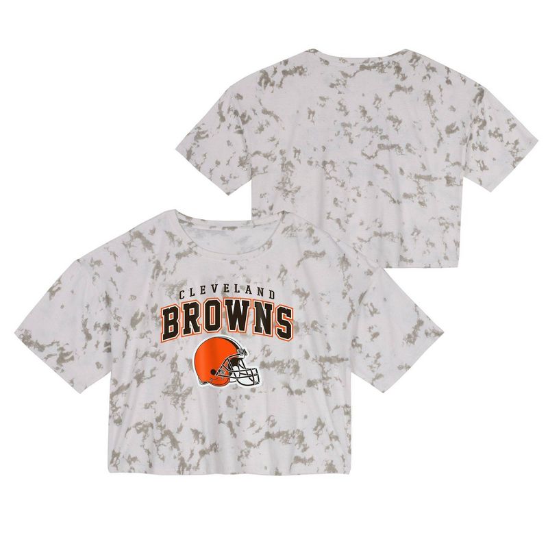 NFL Cleveland Browns Girls&#39; Short Sleeve Tie-Dye Fashion Crop T-Shirt, 1 of 4
