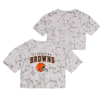NFL Cleveland Browns Girls' Short Sleeve Tie-Dye Fashion Crop T-Shirt