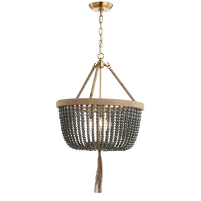 Gray Beaded Brass Bohemian Chandelier Light