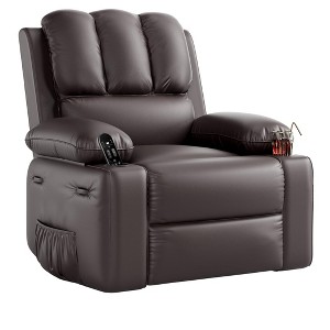 GustoWave 37''W Manual Massage Recliner Chair for Adults, Oversized Faux Leather Lounge Recliner with Vibrating and Heating - 1 of 4