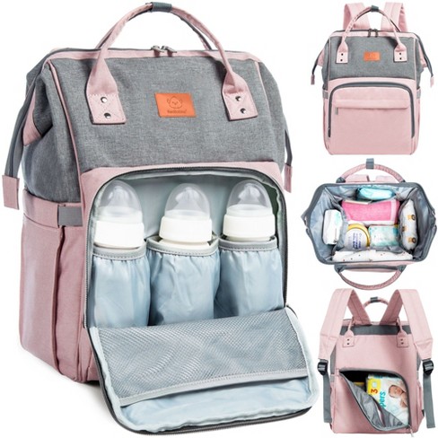 Keababies Original Diaper Bag Backpack Multi Functional Water resistant Large Baby Bags For Girls Boys pink Gray Target