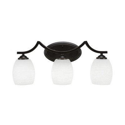Toltec Lighting Zilo 3 - Light Vanity in  Dark Granite with 5" White Linen  Shade