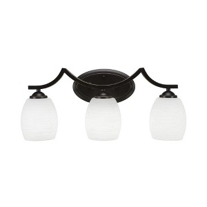 Toltec Lighting Zilo 3 - Light Vanity in  Dark Granite with 5" White Linen  Shade - 1 of 1