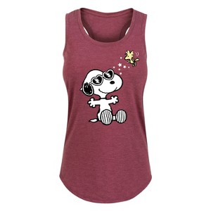 Women's - Peanuts - Faces of Snoopy Graphic Racerback Tank - 1 of 4