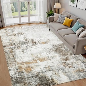 Area Rug, Home Decor Washable Non Slip Modern Abstract Rug - Low Pile Non Shedding Stain Resistant Folding Floor Cover - 1 of 4