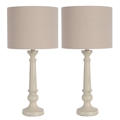 2pk Distressed Lamps Cream - Decor Therapy