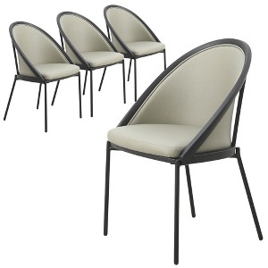LeisureMod Dining Chair Upholstered Vinyl with Curved Back and Stainless Steel Legs Urbane Collection Set of 4 - 1 of 4