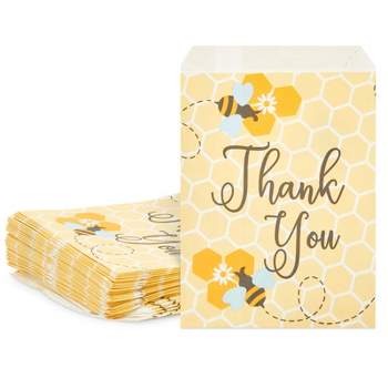 Sparkle and Bash 100 Pack Bumble Bee Paper Treat Bags for Baby Shower, Party Favor Bags for Kids Goodie, Gifts, Decorations, 5x7 in