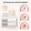 Kids Vanity Table and Chair Set with Mirror and Lights, White Makeup Vanity Desk with Drawer and Open Storage Shelves - 2 of 4