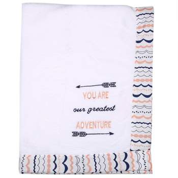 Bacati - Emma Coral/Navy White Greatest Adventure Embroidered Blanket