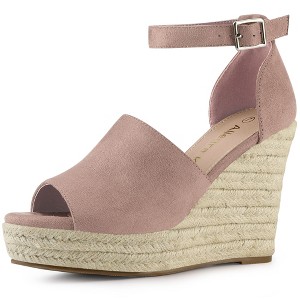Allegra K Women's Espadrilles Platform Wedges Ankle Buckle Strap Sandals - 1 of 4