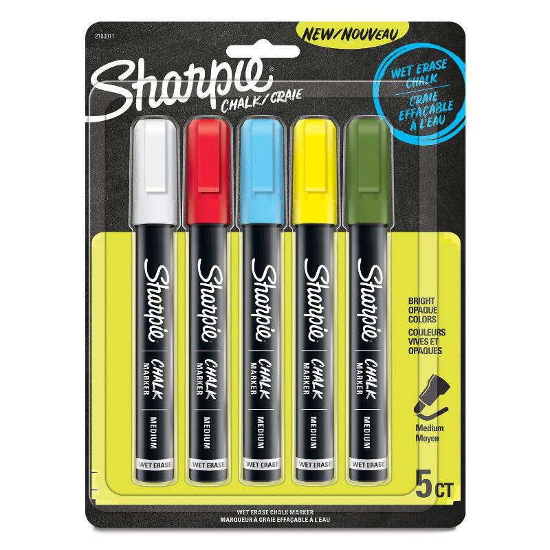 Sharpie 5pk Wet Erase Chalk Markers Medium Point, 1 of 6