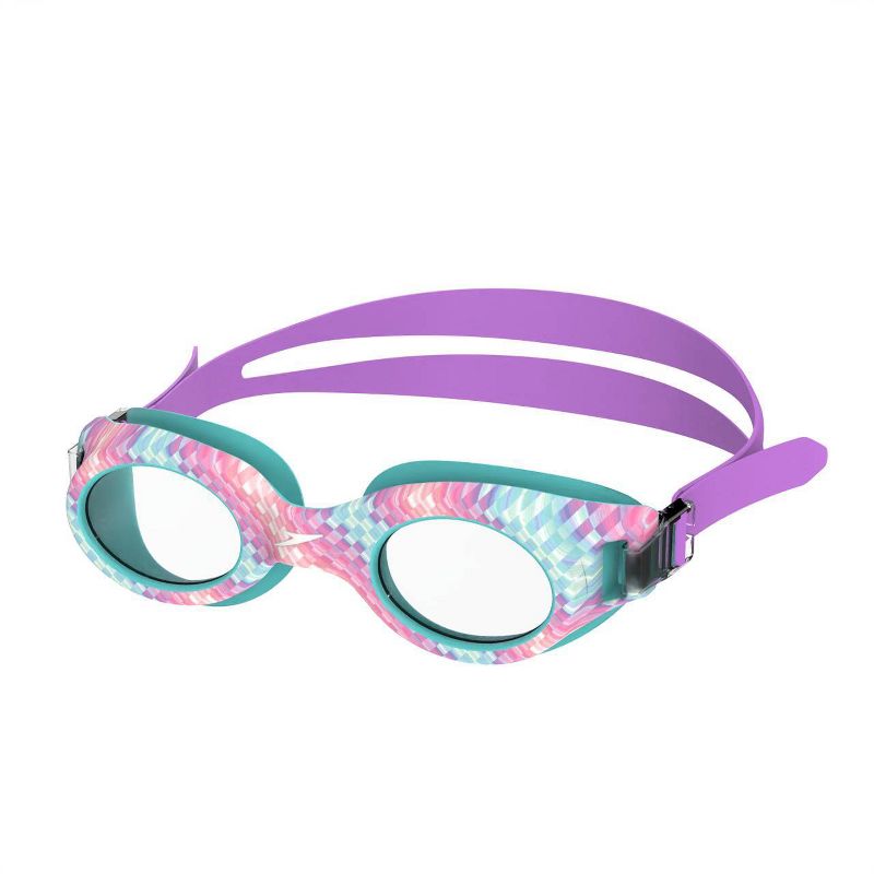 Speedo Junior Glide Print Swim Goggles - Pink/Blue/Purple Checkered, 1 of 5