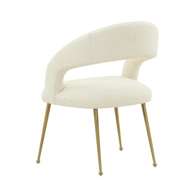 Cream Velvet Upholstered Arm Chair with Metal Legs