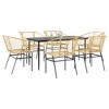 vidaXL 7 Piece Patio Dining Set Brown Poly Rattan Glass - 2 of 4