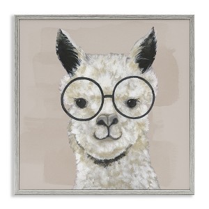Stupell Industries Happy Alpaca Glasses Portrait, 17" x 17" - 1 of 4
