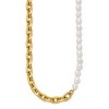 Chisel Stainless Steel Yellow IP-plated Open Link Half Baroque Pearl 20" Plus a 2" Ext. Necklace - 3 of 4