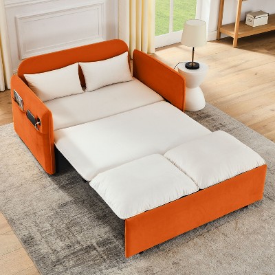 NicBex Modern Pull Out Sofa Bed Velvet Convertible Sleeper Sofa with USB Ports and 2 Pillows for Living Room