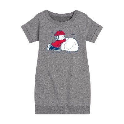 - Peanuts - Linus Snowball Graphic Short Sleeve Fleece Dress
