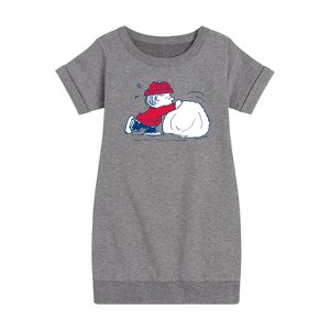 - Peanuts - Linus Snowball Graphic Short Sleeve Fleece Dress - 1 of 4