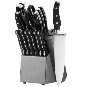 Itopfox German Stainless Steel Kitchen Knife Block Set with Built-in Sharpener - 15-Piece Knife Set for All Cooking Needs - 1 of 4