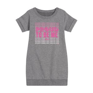 Girls' - Barbie - Proud To Be Me Graphic Short Sleeve Fleece Dress - 1 of 4