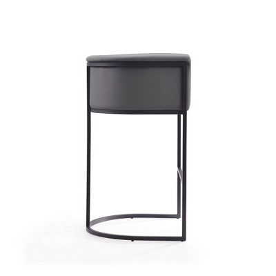 Set of 3 Grey and Black Metal Upholstered Barstools