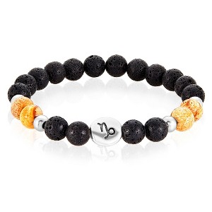 Men's Zodiac Lava and Agate Stone Bead Stretch Bracelet - West Coast Jewelry - 1 of 4
