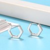 Hexagon Hoop Earrings for Women Sterling Silver Clear Pave Cz Ginger Lyne Collection - 3 of 4