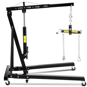 Engine Hoist, 2 Ton Hydraulic Cherry Picker - 4400LBS with Lever Stabilizer, 6 Swivel Casters, Adjustable Boom for Auto Repair - 1 of 4