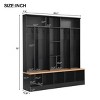 Farmhouse 4-in-1 Hall Tree with Hooks and Open Storage, Entryway Coat Rack and Shoe Cabinet with Bench for Hallway or Living Room–The Pop Home - 3 of 4