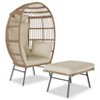 Oversize Wicker Egg Chair with Ottoman, Egg Basket Lounge Chair with Thick Cushion, Comfy Egg Rattan Seat for Indoor Outdoor Patio Porch - 4 of 4