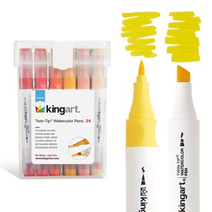 KINGART Twin-Tip® Watercolor Pens 24 Colors - 1 of 4