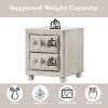 GlasFlength Nightstands Nightstand Modern Bedside Table Accent Bedside End Table with 2 Drawers for Bedroom Modern, Beige, 17"*17"*17" - 4 of 4