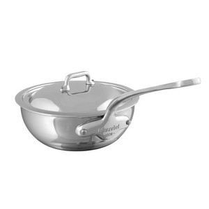Mauviel M'Cook 1.1 qt. Stainless Steel Curved Splayed Saute Pan with Lid - 1 of 4