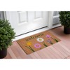 HomeRoots 17" X 29" Natural Pink and Green Coir Floral Welcome Outdoor Door Mat - 2 of 3