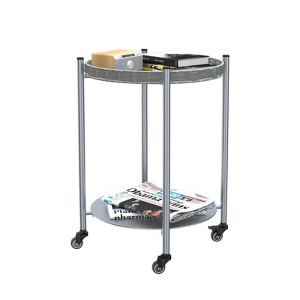 FONTOI Round End Table with Wheels, 2-Tier Movable Side Table, Detachable Coffee Table for Bedroom Living Room, Silver grey, 15.16"*23.43"*15.75" - 1 of 4
