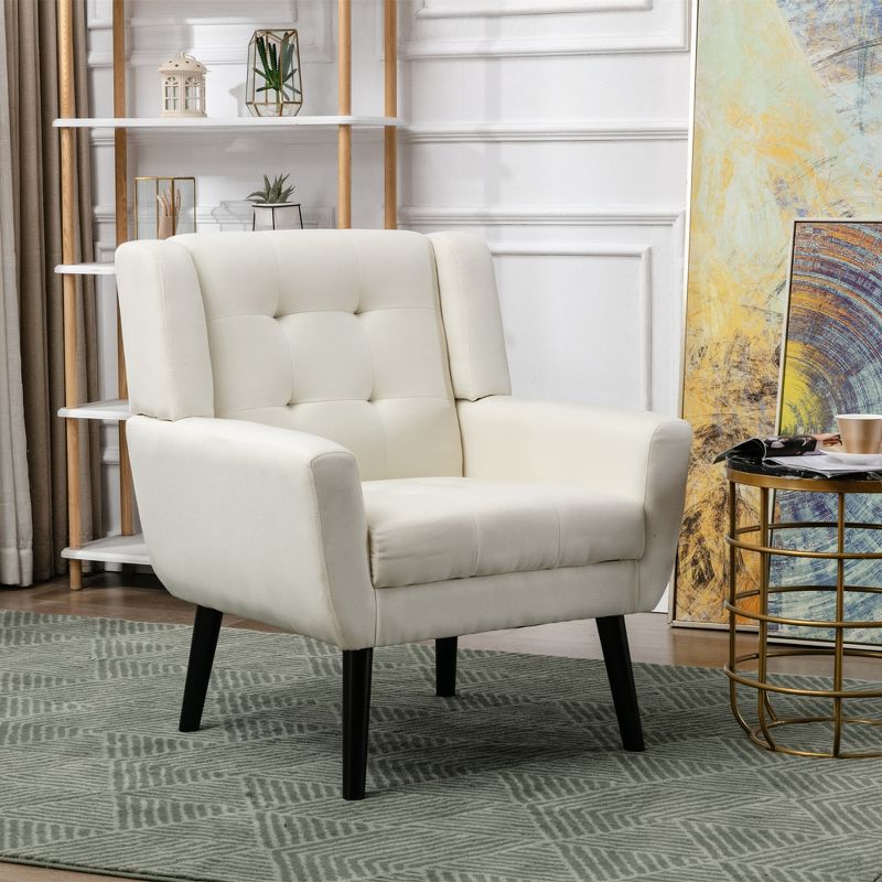 Modern Soft Velvet/Linen Upholstered Accent Chair with Armrests - ModernLuxe, 1 of 11