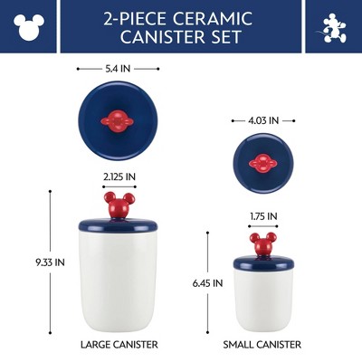 Bon Voyage White Ceramic Food Storage Jar Set with Red and Blue Lids