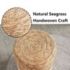 KTMBDW Ottoman Poufs, Natural Seagrass Pouffe, Hand Weave Round Footstool with Wood Frame, Sitting Braided Footrest for Living Room, Bedroom - 3 of 4