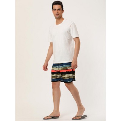 Lars Amadeus Men's Summer Drawstring Waist Contrast Color Printed Swim Shorts 2 Pack Brown/Red 36 — фото 4